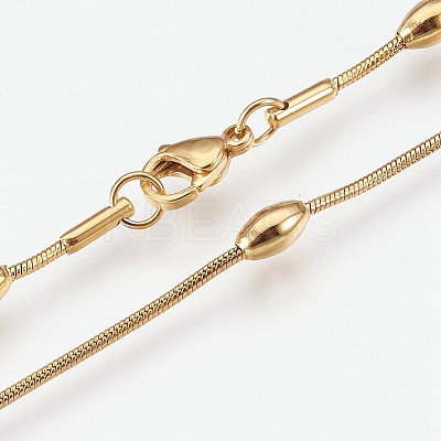Ion Plating(IP) 304 Stainless Steel Snake Chain Necklaces LS-NJEW-G313-15G-1