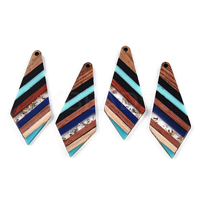 Transparent Resin & Walnut Wood Big Pendants RESI-TAC0017-48-A01-1