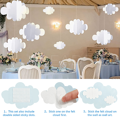 Felt 3D Colud Hanging Ceiling Ornaments HJEW-WH20010-07B-1