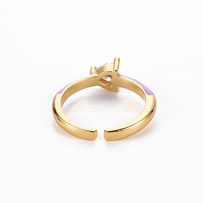 Brass Enamel Cuff Rings RJEW-T016-31C-NF-1