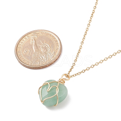 Gemstone Heart Pendant Necklaces NJEW-JN03896-1