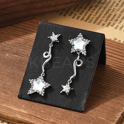 Star Brass Clear Cubic Zirconia Stud Earrings EJEW-D301-01P-1