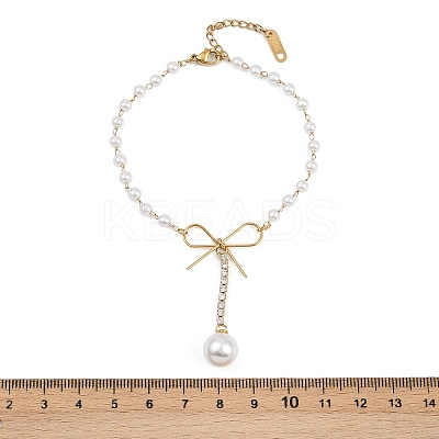 304 Stainless Steel & Crystal Rhinestone Charm Bracelets BJEW-G755-03G-1