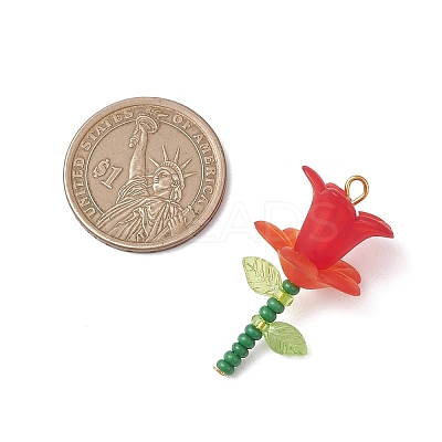 8Pcs Glass Seed Beaded Flower Pendants PALLOY-MZ01195-1
