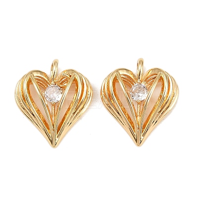 Brass Micro Pave Cubic Zirconia Pendants KK-F906-17G-1