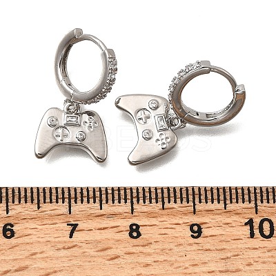 Brass Micro Pave Cubic Zirconia Hoop Earrings EJEW-P322-14P-1