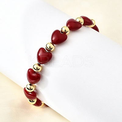 Valentine's Day ABS Imitation Pearl Beads Stretch Bracelets for Women BJEW-D317-08B-G-1
