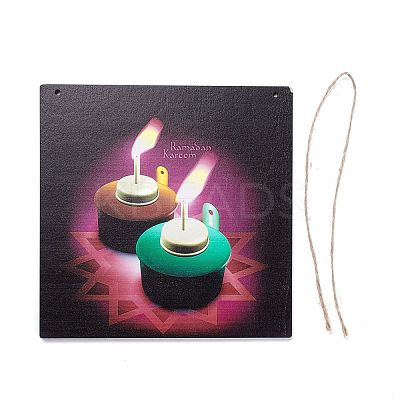 Eid Theme Density Board Wooden Wall Ornament Doorplate Pendants HJEW-C004-01C-1