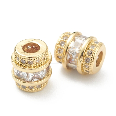 Brass Clear Cubic Zirconia Beads ZIRC-B010-27G-1