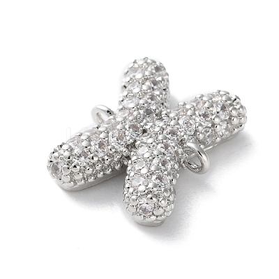 Brass Micro Pave Cubic Zirconia Letter Links KK-I717-04X-P-1