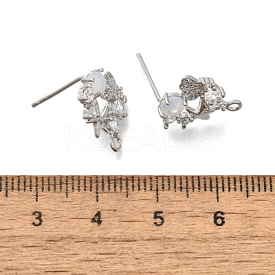 Brass with Cubic Zirconia Stud Earring Finding KK-Q048-20P-1