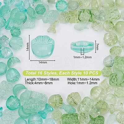 160Pcs 16 Styles Transparent Spray Painted Glass Beads GLAA-GA0002-02-1