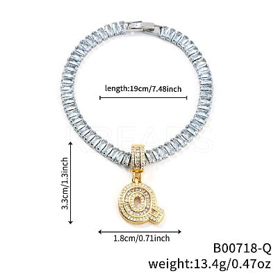 Fashionable Brass Micro Pave Clear Cubic Zirconia Charm Bracelets AF9298-17-1