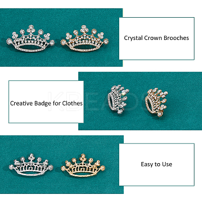 6Pcs 2 Colors Crown Alloy Crystal Rhinestone Brooch JEWB-FH0001-67-1