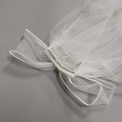 Bowknot Polyester Bridal Mesh Veil AJEW-WH20073-030-1