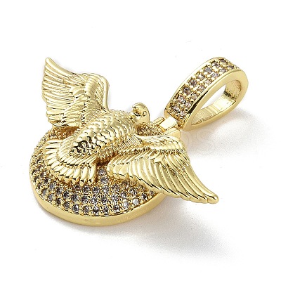 Rack Plating Brass Micro Pave Clear Cubic Zirconia Pendants KK-K341-51G-1