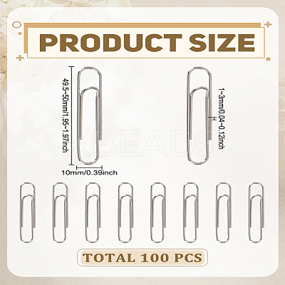 100Pcs Iron Long Paper Clips AJEW-LP0004-46-1
