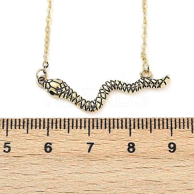 Brass Pave Black Cubic Zirconia Snake Pendant Necklaces NJEW-D320-02ASG-1