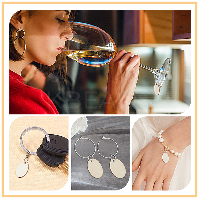 DIY Oval Wine Glass Charm Tags Making Kit DIY-SC0018-60-1