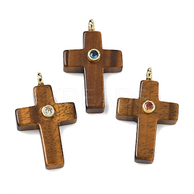 Natural Tiger Eye Pendants G-B180-01G-07-1