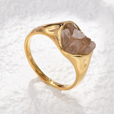 Heart Natural Quartz Crystal Finger Rings RJEW-D303-01G-04-1
