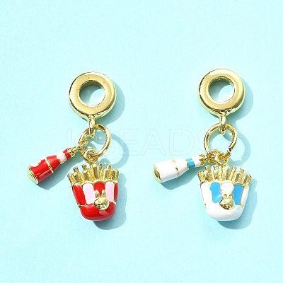 2Pcs 2 Colors Brass Enamel European Dangle Charms KK-FS0001-81-1