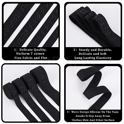 9 Yards 4 Styles Flat Non-slip Transparent Silicone Polyester Elastic Band OCOR-GF0004-20-1