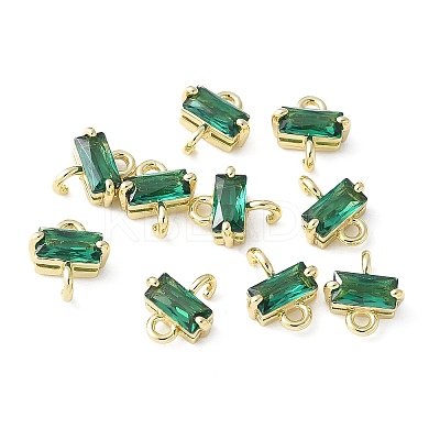 Brass Pave Cubic Zirconia Connector Charms KK-F892-53G-04-1