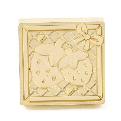 Golden Tone Square Wax Seal Brass Stamp Heads AJEW-Z034-01G-07-1