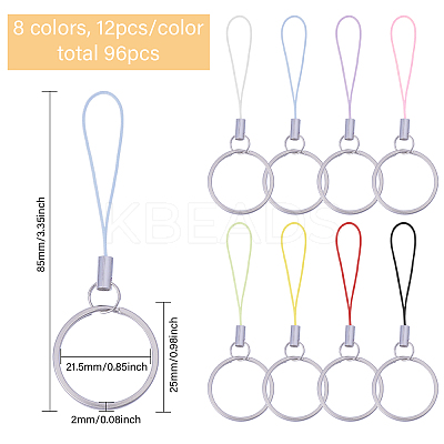 96Pcs 8 Colors Alloy & Nylon Mobile Phone Finger Rings AJEW-GL0002-81-1