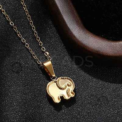 304 Stainless Steel Elephant Pendant Necklaces NJEW-S439-07G-1