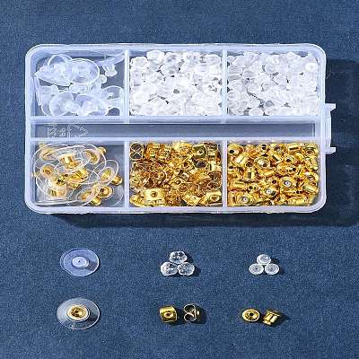 6 Styles Brass Bullet Clutch Bullet Clutch Earring Backs with Pad FIND-FS0003-08G-1