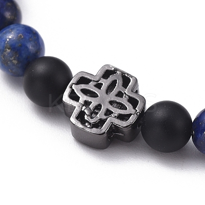 Natural Lapis Lazuli(Dyed) Beaded Stretch Bracelets BJEW-JB05026-02-1