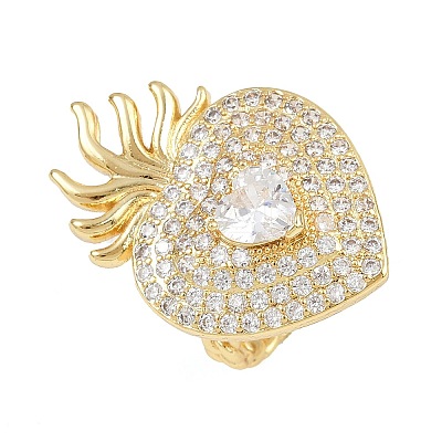 Brass Micro Pave Clear Cubic Zirconia Cuff Rings RJEW-P155-04B-G-1
