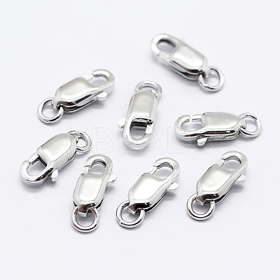 Anti-Tarnish Rhodium Plated 925 Sterling Silver Lobster Claw Clasps STER-K167-075A-P-1