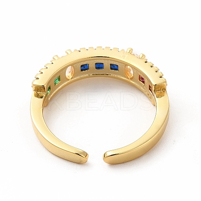 Cubic Zirconia Rectangle Open Cuff Ring KK-A180-29G-1