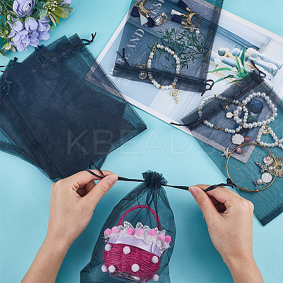 50pcs Large Organza Pouches Portable Shoes Bag Travel Storage Drawstring Bags OP-SP0001-03C-02-1