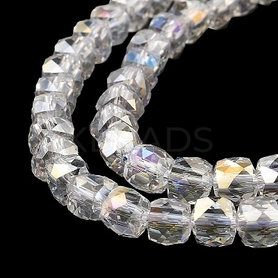 Electroplate Transparent Glass Beads Strands GLAA-C029-03B-1