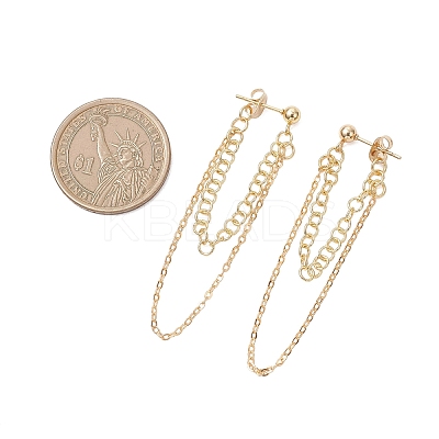 Brass & 304 Stainless Tassel Steel Stud Earrings EJEW-JE06879-1