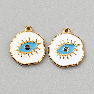 Stainless Steel Enamel Pendants STAS-WH0430-13G-1