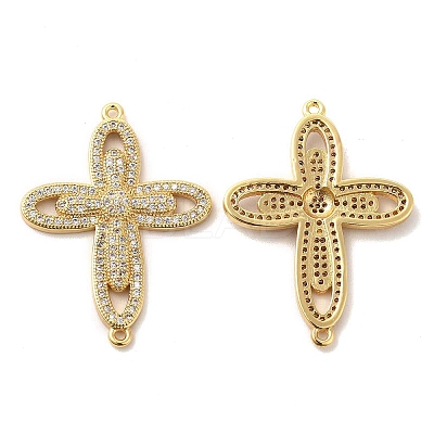 Brass Micro Pave Clear Cubic Zirconia Connetor Charms KK-A180-10G-1