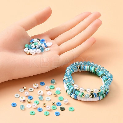 DIY Letter & Imitation Pearl & Heishi Beads Bracelet Making Kit DIY-YW0005-23C-1