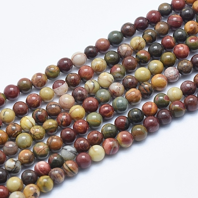 Natural Polychrome Jasper/Picasso Stone/Picasso Jasper Beads Strands G-E444-43-4mm-1