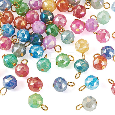 66Pcs 11 Colors Electroplate Imitation Jade Glass Charms PALLOY-TAC0312-1