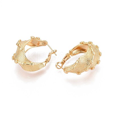 Twist Brass Hoop Earrings EJEW-T047-104G-1