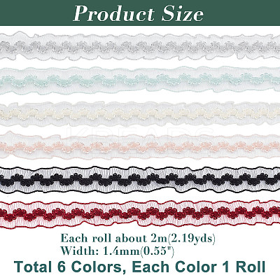 12m 6 Colors Braided Net Lace Elastic Cord/Band OCOR-AR0001-26-1