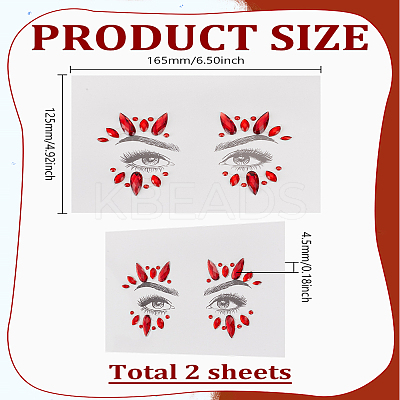 2 Sheets Acrylic Face Gems Stickers DIY-LP0001-73-1