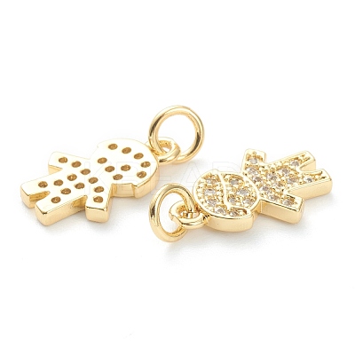 Brass Micro Pave Clear Cubic Zirconia Pendants ZIRC-J041-15-1
