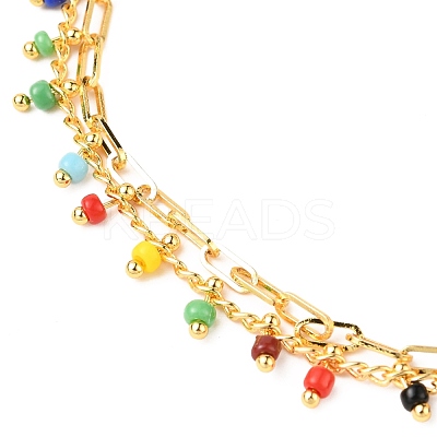 2 Layered Brass Curb Chains Anklets AJEW-AN00311-02-1