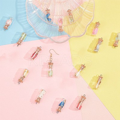 Glass Wishing Bottle Pendant Decorations GLAA-SC0001-12-1